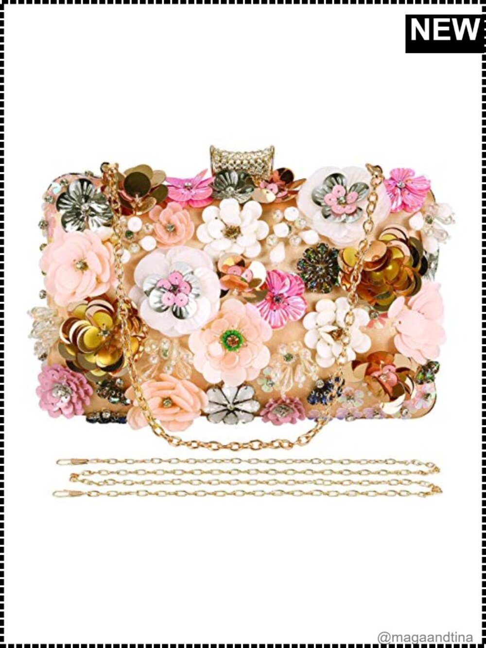 Satin Floral Beaded Pearl Clutch Evening Bag Wedding Prom Party Purse